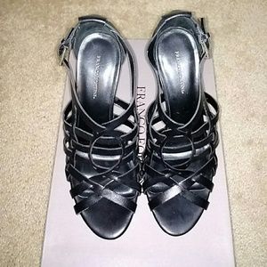 EUC Franco Fortini Kasey Black Leather Heels